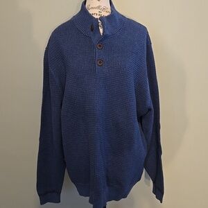 Blue 1/4 Button Sweater
